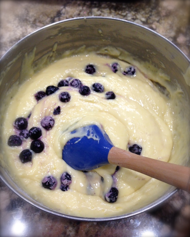 Folding Blueberries Into The Batter