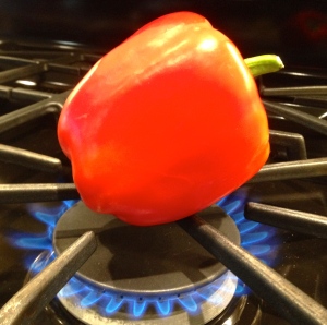 Flame Roasting A Red Pepper