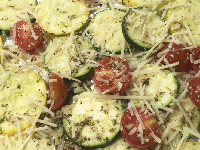 Roasted summer squash and tomatoes