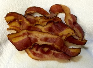 Bacon, cooked, drained and cooled